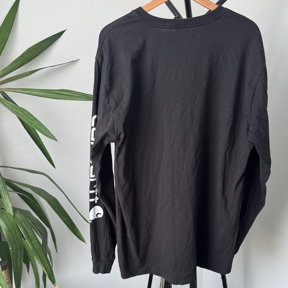 CARHARTT Men's Black Long Sleeve | Large-Tall | Arm Logo - Picture 6 of 7